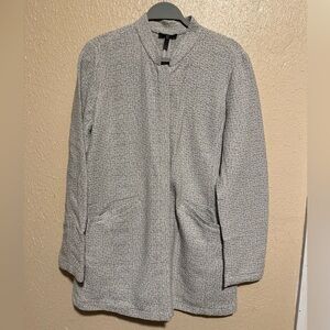 Eileen Fisher High Neck Cardigan Snap Front Longline‎ Size Medium
